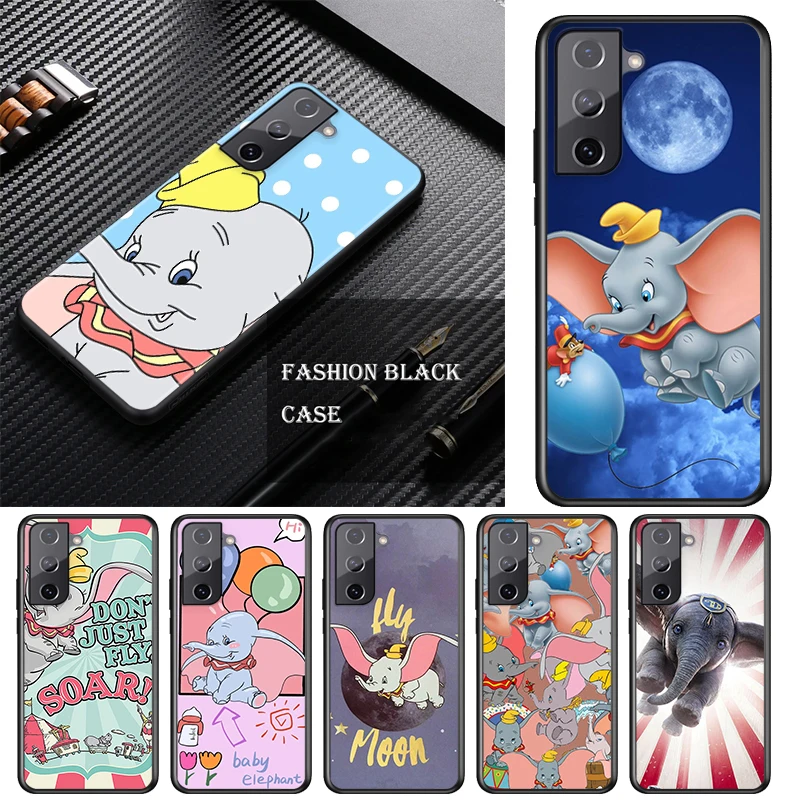

Cute Animation Dumbo For Samsung S22 S21 S20 FE Ultra Pro Lite S10 5G S10E S9 S8 S7 S6 Edge Plus Black Soft Phone Case