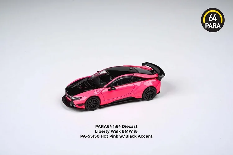 Пара 1:64 LBWK LB работает x YZone i8 ярко-розовый с черной капотом литая модель автомобиля