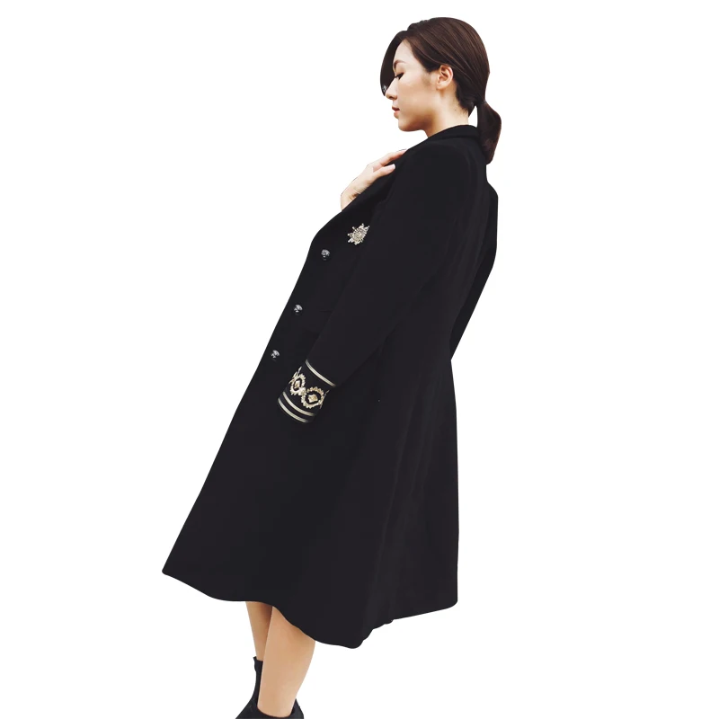 

New Sequin wool coat women s mid long temperament belt knee high winter wool coat women can customized big size