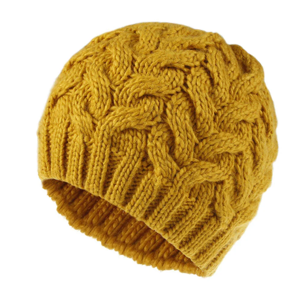 

2019 New adult coarse wool hemp hat lady fashion autumn and winter woolen hat knitted hat