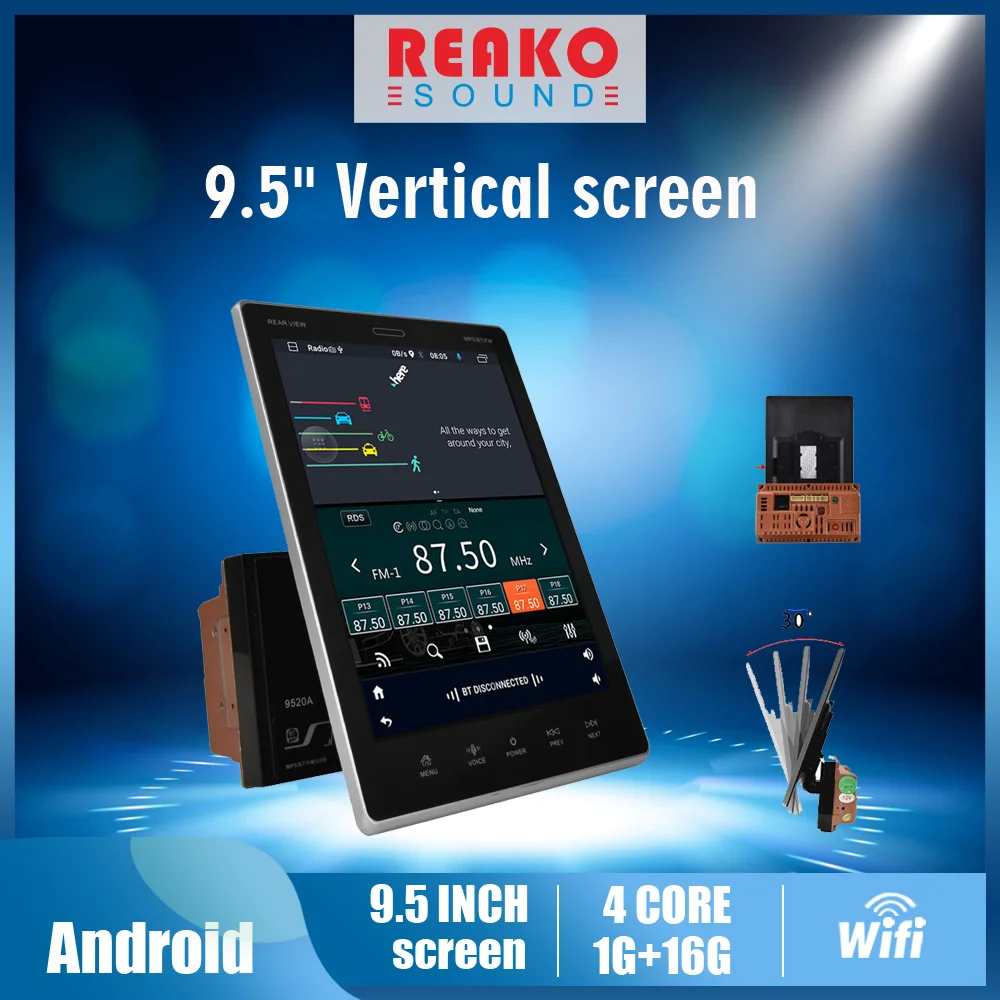 

REAKOSOUND 9.5" 2 Din Car Radio Android Stereo Car GPS Navigation Player For VW Nissan Hyundai Toyota Benz Mazda Opel