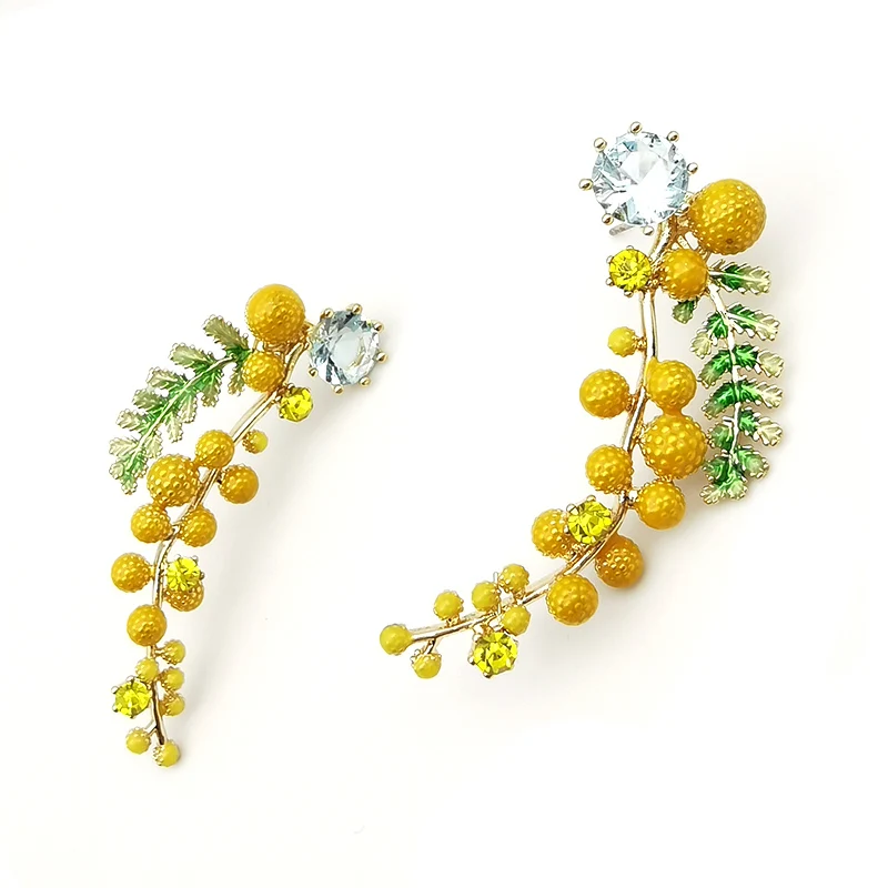 Женские серьги гвоздики с цветком из горного хрусталя длинные в Корейском стиле