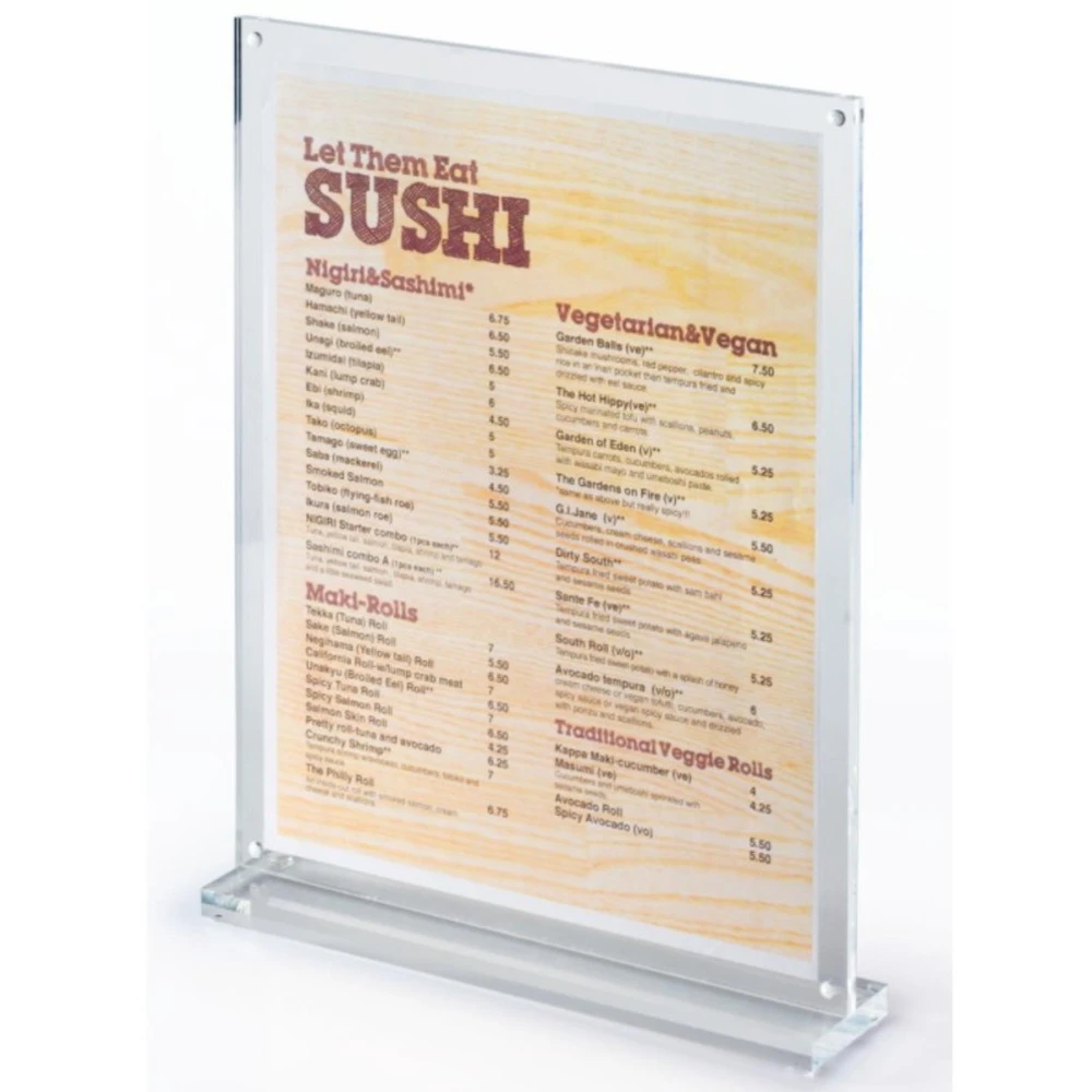 

A6 Acrylic Sign Holder t Table Top Display Stand Double Sided Bottom Load Portrait Menu Ad Frame for Restaurant Promotions