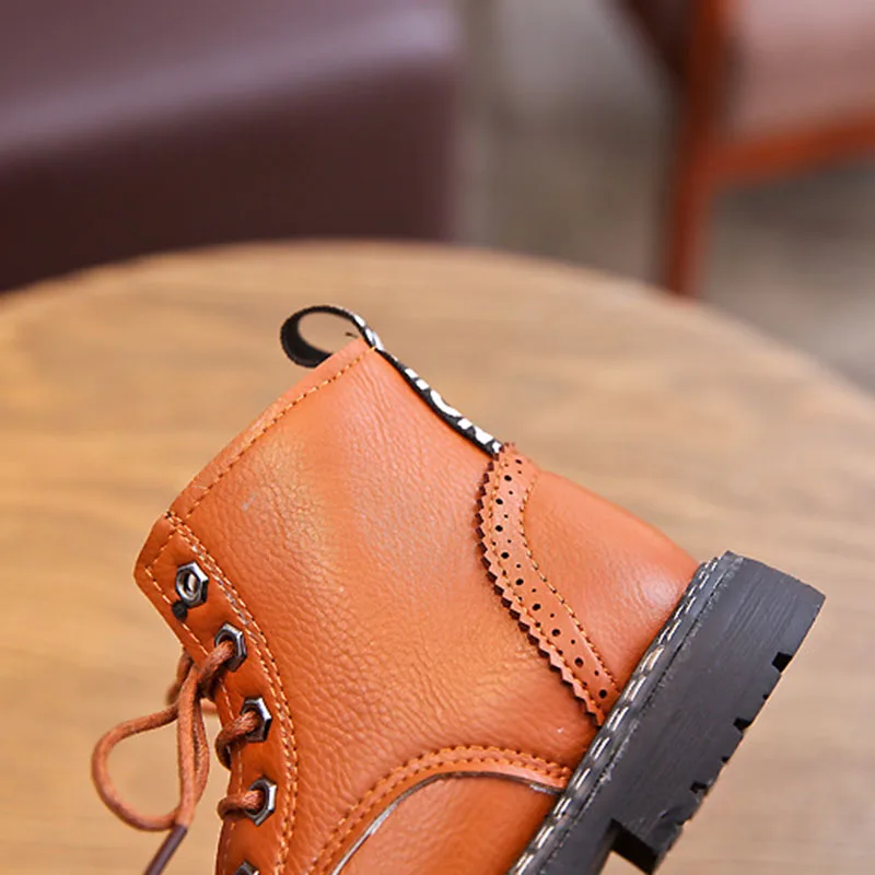 COZULMA/осенние детские ботильоны обувь с перфорацией типа броги для мальчиков и