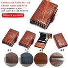 Кошелек с гравировкой имени, держатель для карт, двойной кошелек, мужская и женская сумка для денег, черный кошелек из искусственной кожи с пряжкой, Умный кошелек тройного сложения