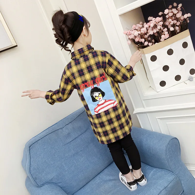 Блузки для девочек Осенняя детская хлопковая рубашка в клетку 2020 милая блузка с