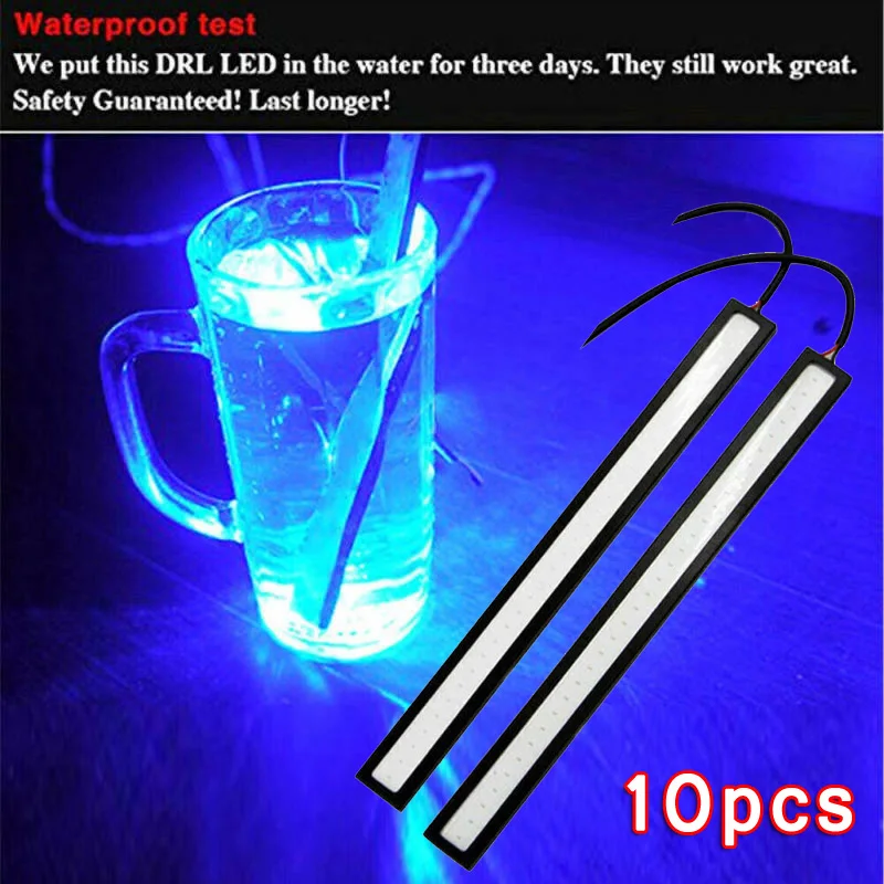 

Day Daytime Running Lights Driving Shockproof Strip 10pcs 12V 500LM Blue