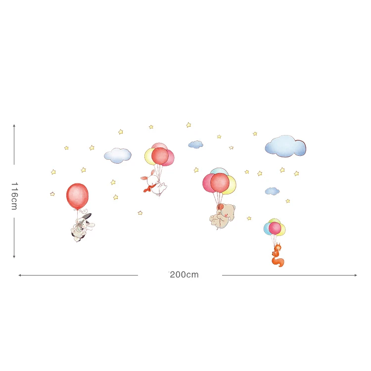 

Cartoon animal balloon wall sticker kids room decoration modern art mural bedroom living room wall DIY decoration