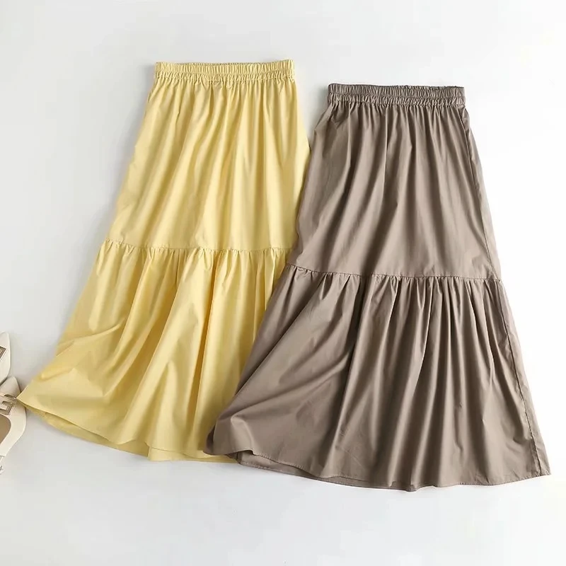 

Увядшие женские юбки, мода 2022, индийская народная винтажная Повседневная хлопковая каскадная длинная юбка с высокой талией, однотонные жен...