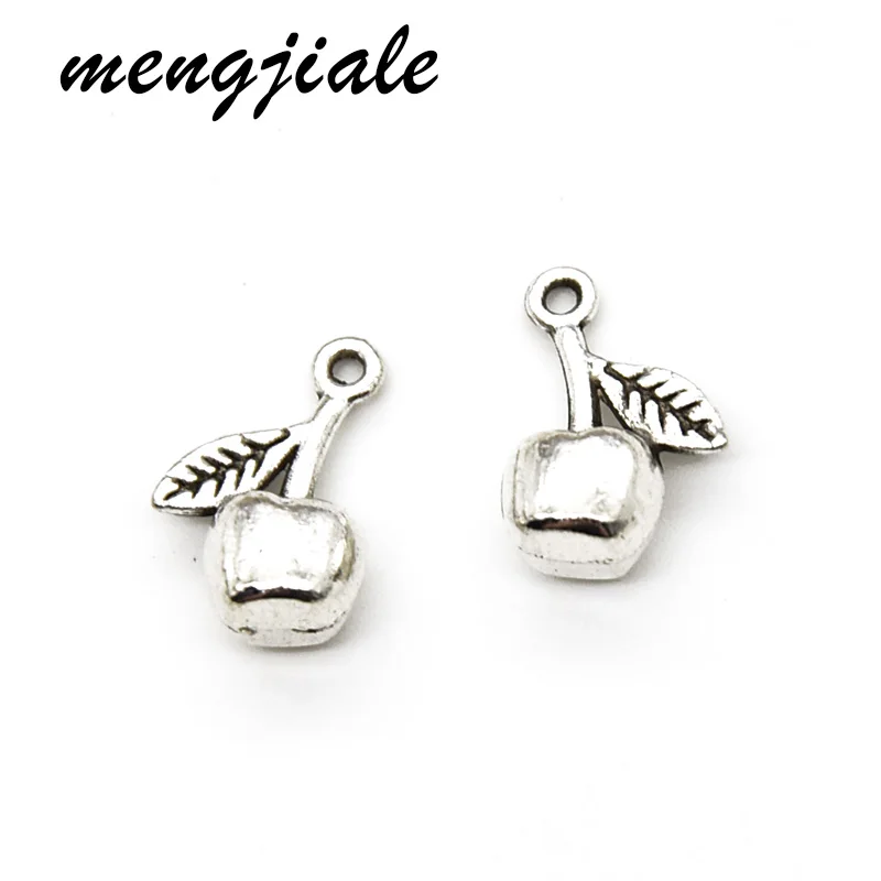 

18pcs Wholesale Antique Silver Apple Charms Zinc Alloy Metal Fruit Pendants For DIY Handmade Jewelry Accessories Making 15*10mm