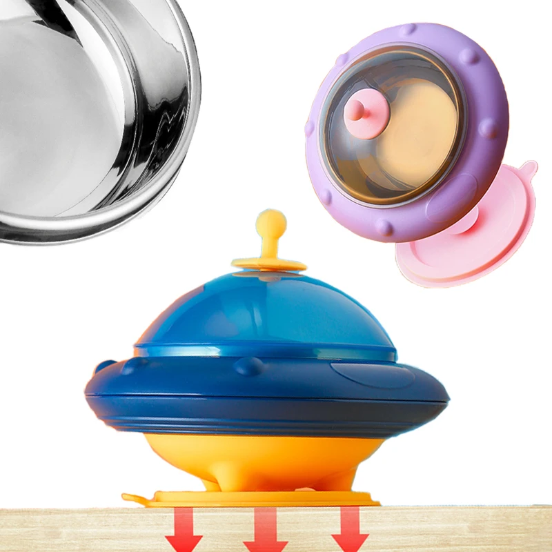 

Baby UFO Sucker Bowl BPA Free Toddler Feeding Plastic Tableware Learning Dishes With Suction Cup Children Training Dinnerware