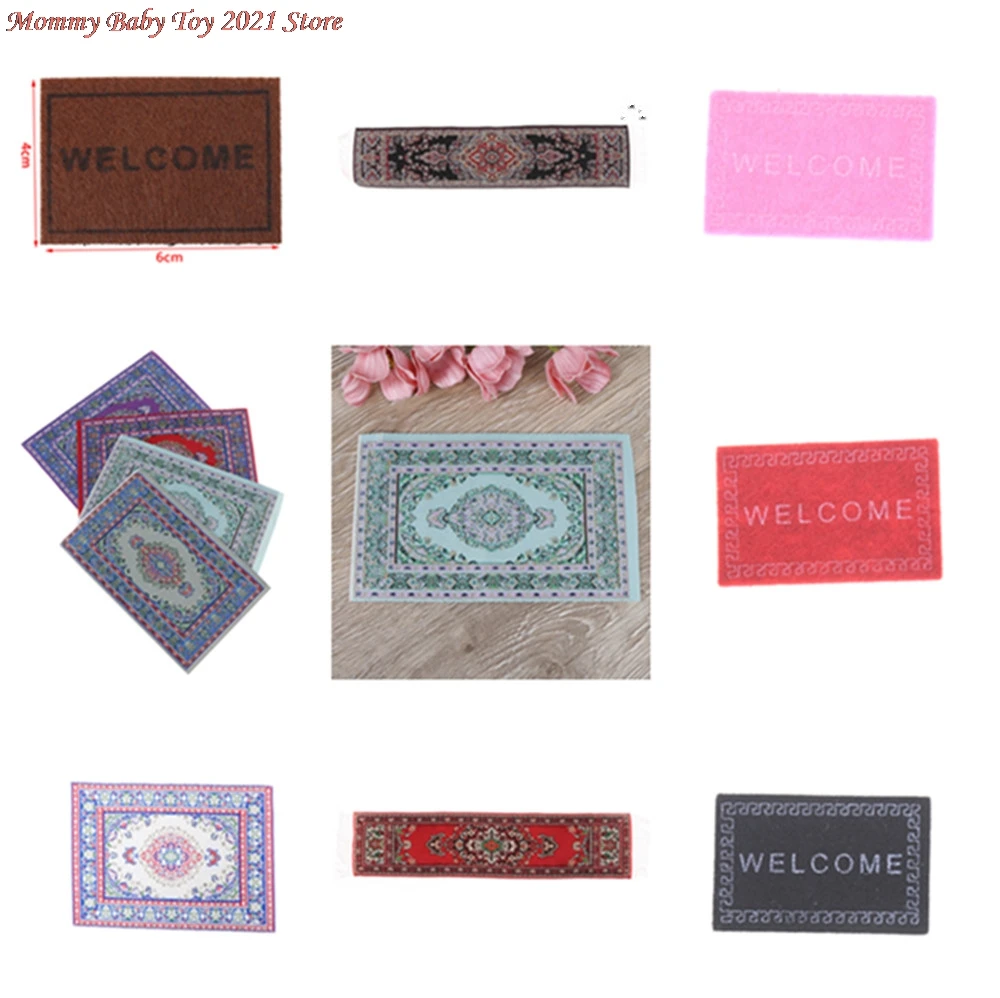 

1PCS Dollhouse Furniture Miniature Woven Carpet Multicolor Carpet Baby Toy Christmas Gift