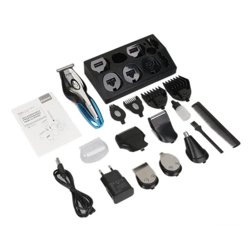 KEMEI 11 в 1 электрическая машинка для стрижки волос мужчин триммер носу подзарядка