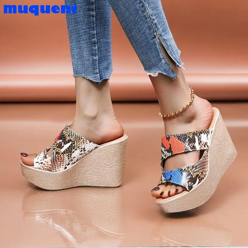 

New Arrivals 2021 High Heels 11CM Peep Toe Heightening Wedges Slippers For Women Platform Summer Sandals Ladies Elegant Shoes