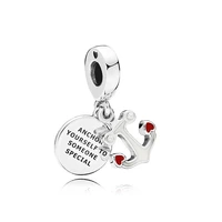 red heart anchor pendant fit original pan charms bracelet women anchor yourself to some special letters beads for jewelry making