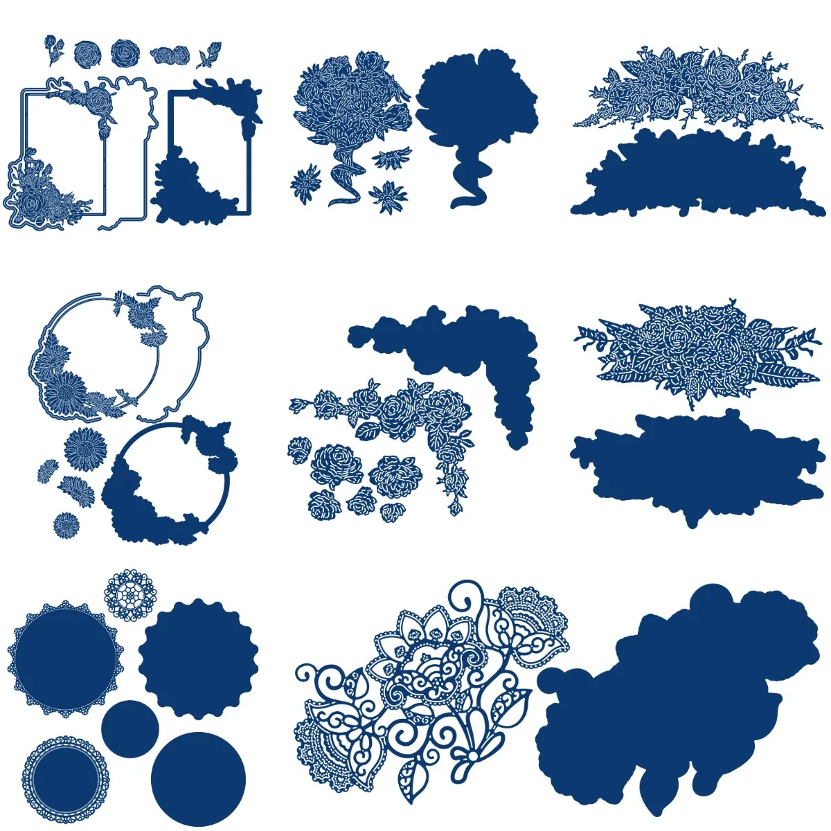 

Tattered Lace Crown Rose Frame Set Metal Cutting Dies Cut Die 2021 New Arrival Mold Decoration Scrapbook Paper Craft Knife