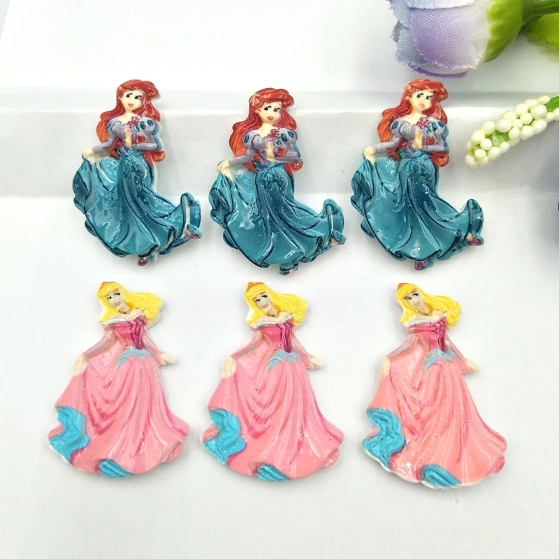 10pcs new Flat back resin princess Children send hair clips Miniature Pattern Applique DIY Home Decor Scrapbook Craft