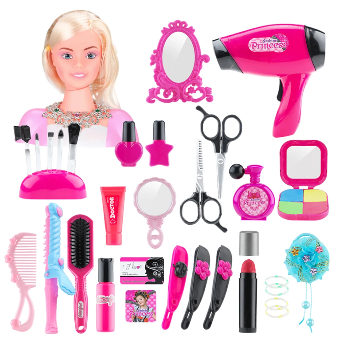 

33 шт. детей макияж Playset для укладки волос голова куклы прическа игрушка Косметика с Фен-3811A-5