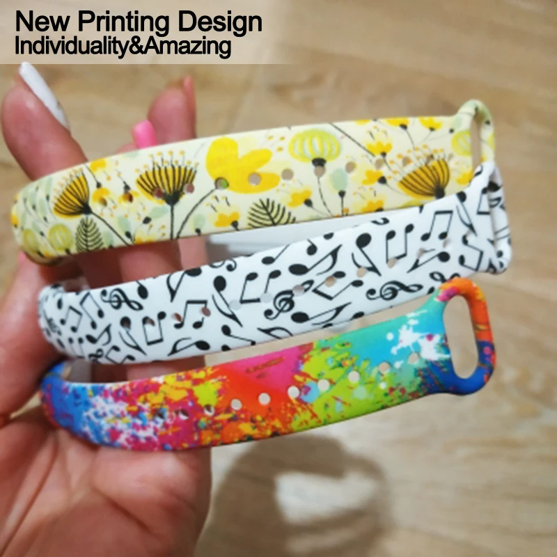

Fashion doodle pattern Silicone Wristband For xiaomi Mi band 6 5 4 3 replacement watch strap For Miband 6 5 4 3 Watch Bracelet
