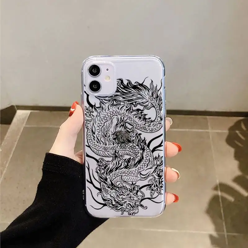 

Chinese dragon Phone Cases Transparent for iPhone 6 7 8 11 12 s mini pro X XS XR MAX Plus