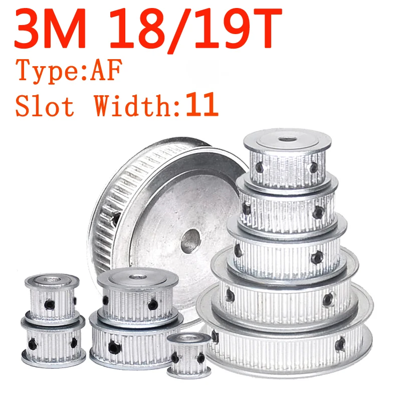 

2 шт., алюминиевые зубчатые шкивы типа AF 3M18T 3M19T, ширина 11 мм, отверстие 4-8 мм, 18/19 зубцов