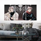 3 шт. аниме Декор юдзюцу кайзен плакат манга мальчик сукуна Юдзи Печать холст Декор комнаты черный белый абстрактное граффити искусство