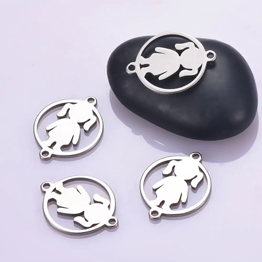 20 шт. женские браслеты с подвесками соединители из нержавеющей стали круглый