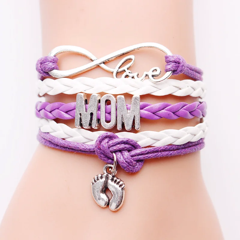 Infinity Leather Charm Bracelet For New Mom Mothers Best Mothers Day Gifts Jewelry Wrap Bracelet