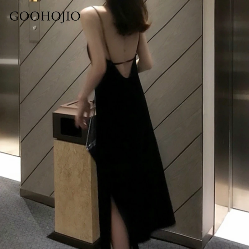 

2021 Women Summer Sexy Sleeveless Dress Female Mid-Calf Spaghetti Strap Dress Lagies Party Evening Backless Dress Temperament