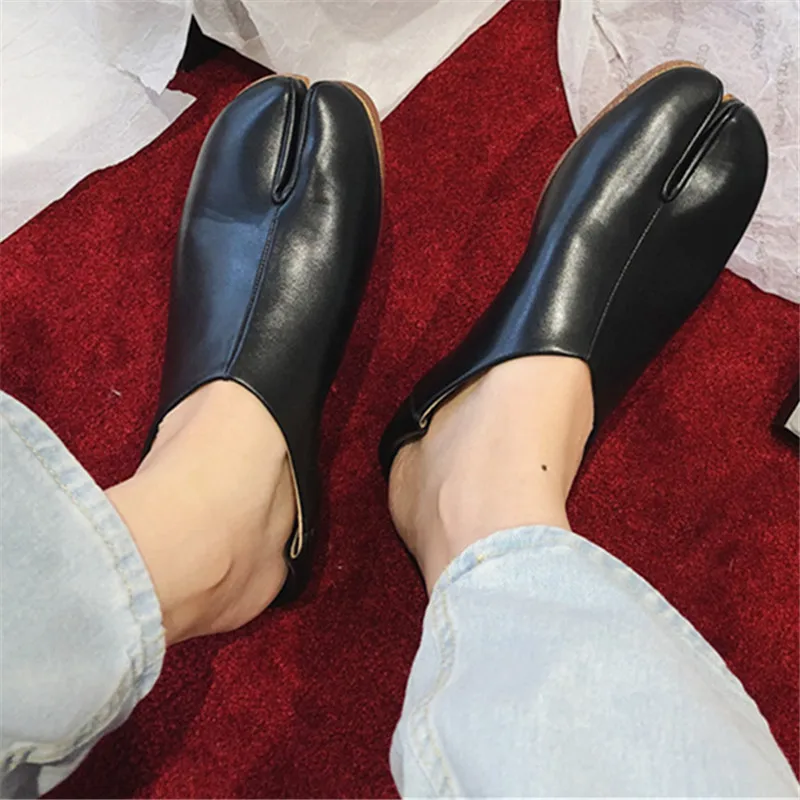 Tabi/женские балетки на плоской подошве Дизайнерские Повседневные лоферы Кожаные