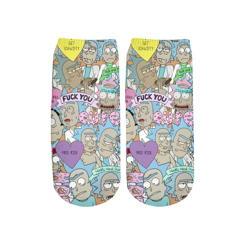 Новейшие Rick and Morty 3D печатных мультфильм милые короткие носки для мужчин женщин harajuku корейские носки RS-011 - Цвет: 29