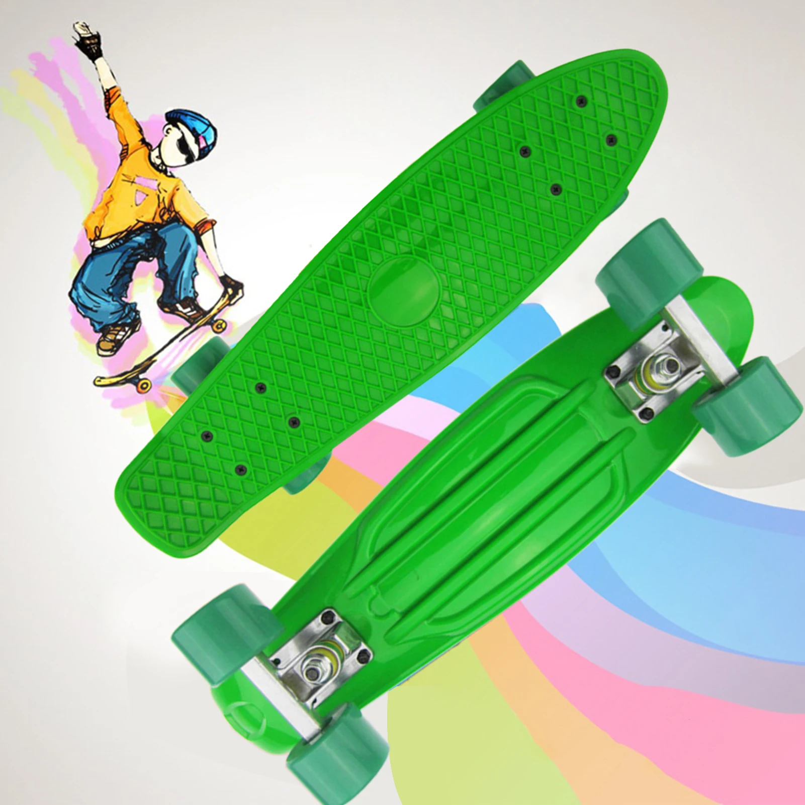 

Kids 22'' Fish Board Skateboard with Colored LED Wheels Flashing Wheels Skateboard Children Boys Girls Longboard Skate Boards