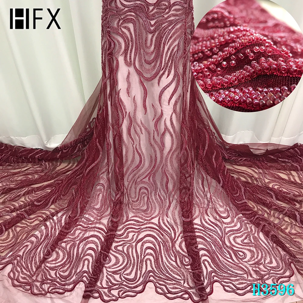 HFX красная африканская Высококачественная Роскошная ручная работа вышитая