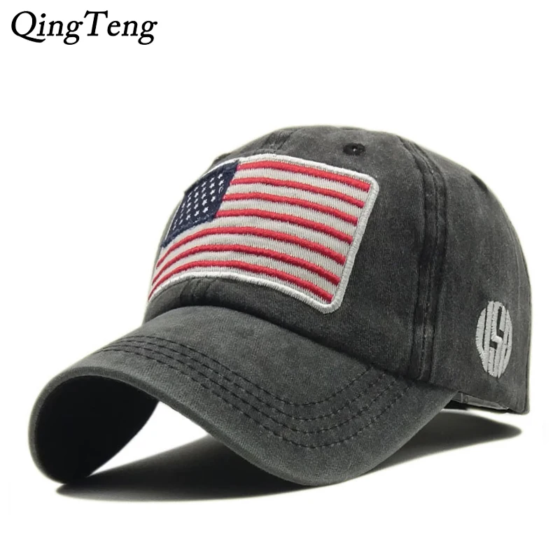 

Бейсболка с американским флагом для мужчин, Снэпбэк Кепка из потертого хлопка, Женская Повседневная солнцезащитная Кепка с американской вы...