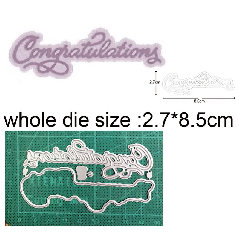 

Letter Congratulation New 2021 Metal Cutting Dies for Scrapbooking Paper and Card Making Decorative Embossing Die Cut Craft dies