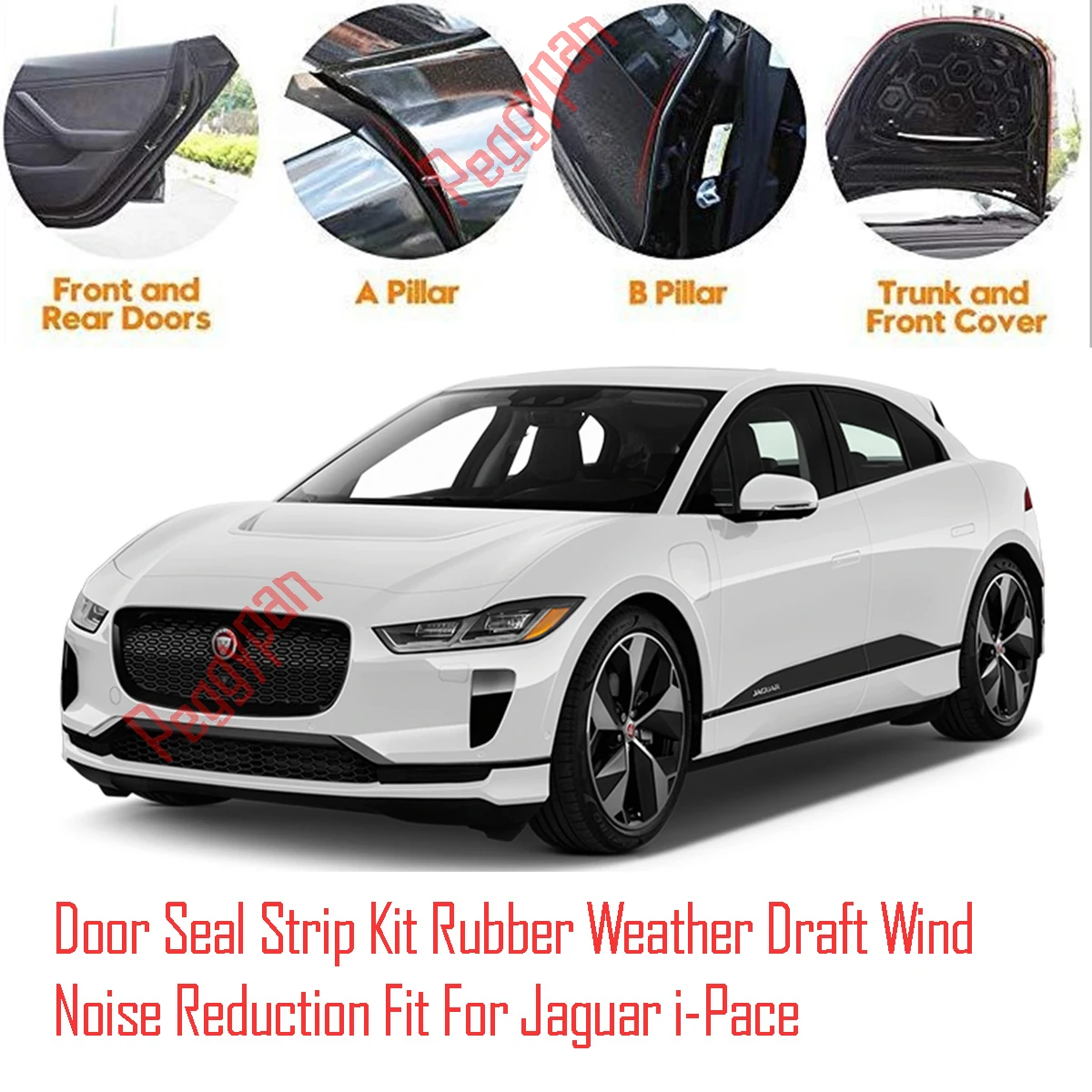 Door Seal Strip Kit Self Adhesive Window Engine Cover Soundproof Rubber Weather Draft Wind Noise Reduction Fit For Jaguar i-Pace