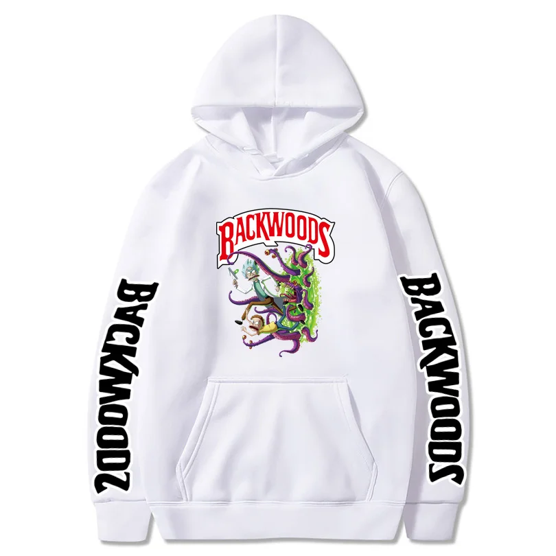 

Новинка Осень-зима 2022, повседневные мужские и женские толстовки в стиле хип-хоп с забавным аниме принтом Backwoods, свитшоты, флисовая спортивна...