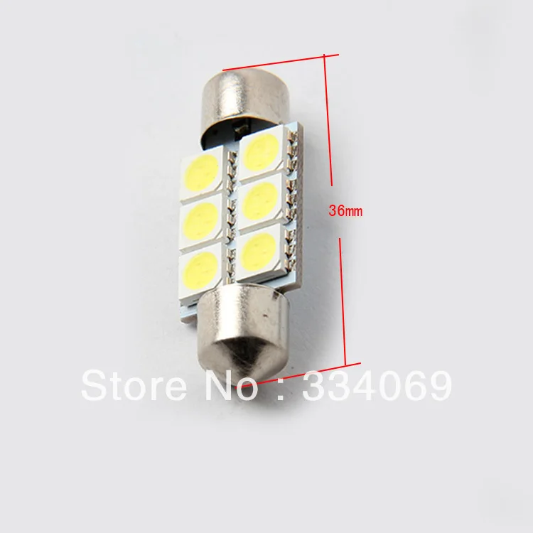 POSSBAY оптовая продажа 2 шт. 36 мм 5050 6SMD белый микро общий автомобиль гирлянда для