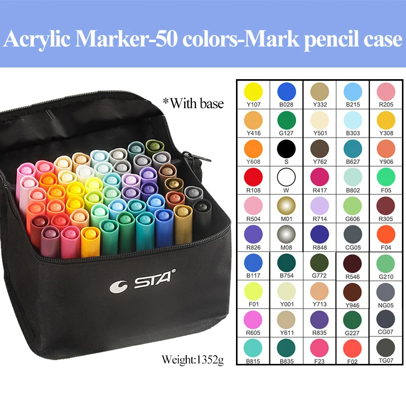 

Водостойкие акриловые маркеры STA, набор из 8 цветов