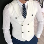 Мужской костюмный жилет, белый классический воротник, двубортная одежда в стиле стимпанк, брикет для свадебного платья, 2021