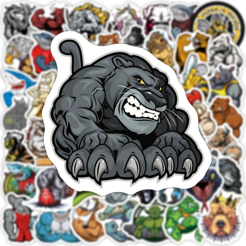 

50PCS Cartoon Fierce Muscle Animal Sticker Anime Graffiti Toy Sticker for Fridge Bike Laptop Luggage Guitar Skateboard Sticker