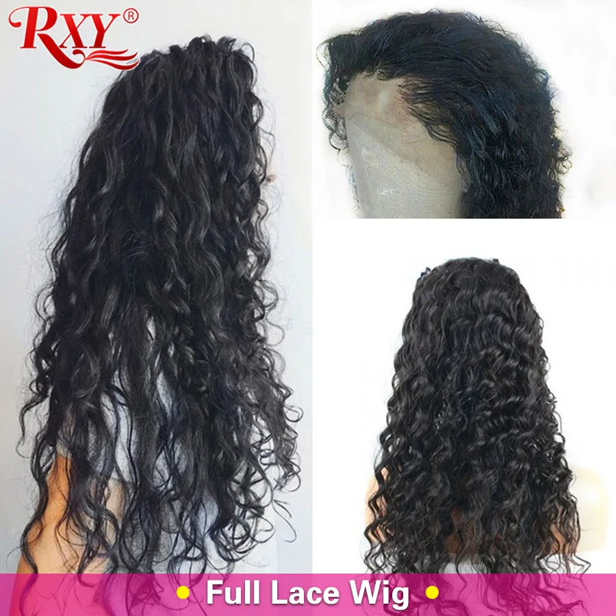 RXY перуанские волнистые парики предварительно выщипанные полностью кружевные