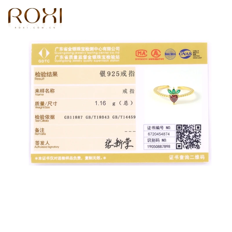 

ROXI Real S925 Sterling Silver Girls Rings Cute Summer Crystal Fruit Opening Ring for Lovers' Women Bling CZ Bridal Jewerly Gift