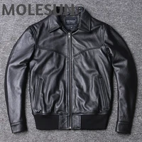 akoosun 2021 mens genuine cowhide leather jacket men autumn 4xl jackets mens zipper short coat male ropa de hombre lxr1049