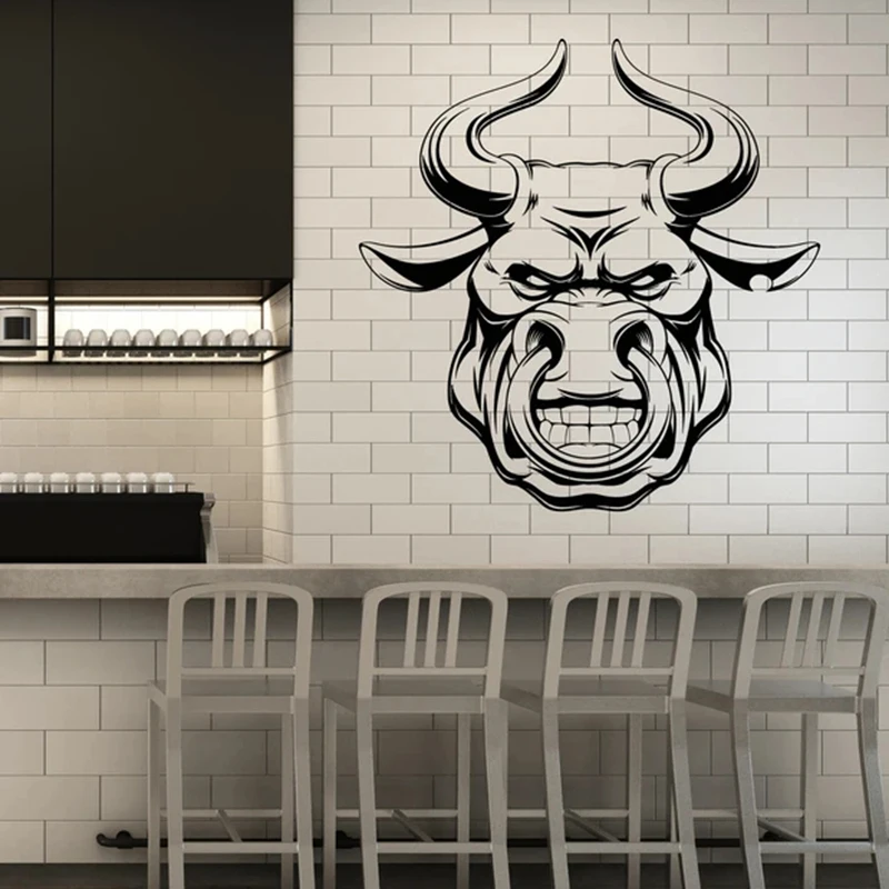 Наклейка Настенная виниловая с изображением головы животного мяса и логотипа Q959