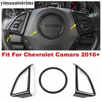 carbon fiber look steering wheel button switch panel trim cover for chevrolet camaro 2016 2020 interior accessories decor abs