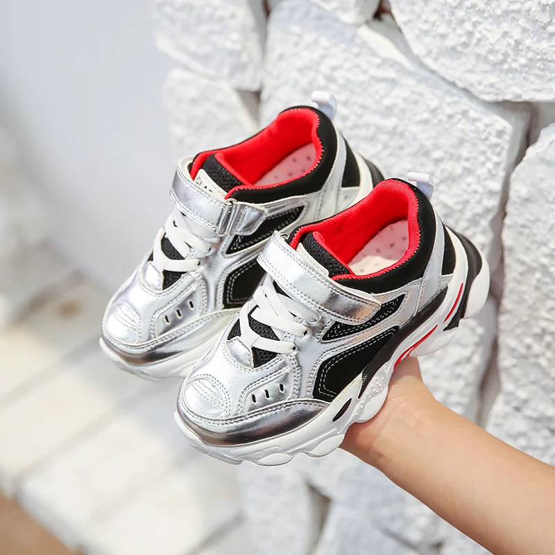 Детская обувь для мальчиков и девочек детские повседневные кроссовки блестящие