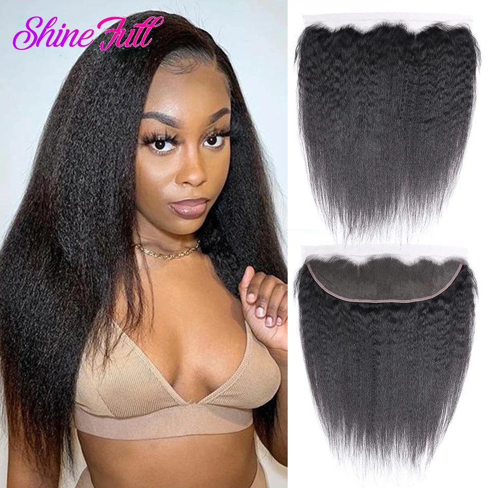 

Kinky Straight Closures 13x4 Lace Frontal Transparent Lace Frontal HD Closure 8-22 Inches Peruvian Hair Natural Color ShineFull