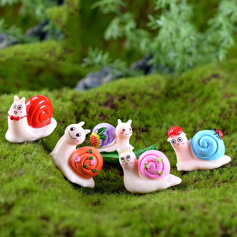 

4PCS Kawaii Snail Mini Animal Miniatura Dollhouse Garden Home Bonsai Decoration Miniature Craft Ornament Micro DIY Cake Decor