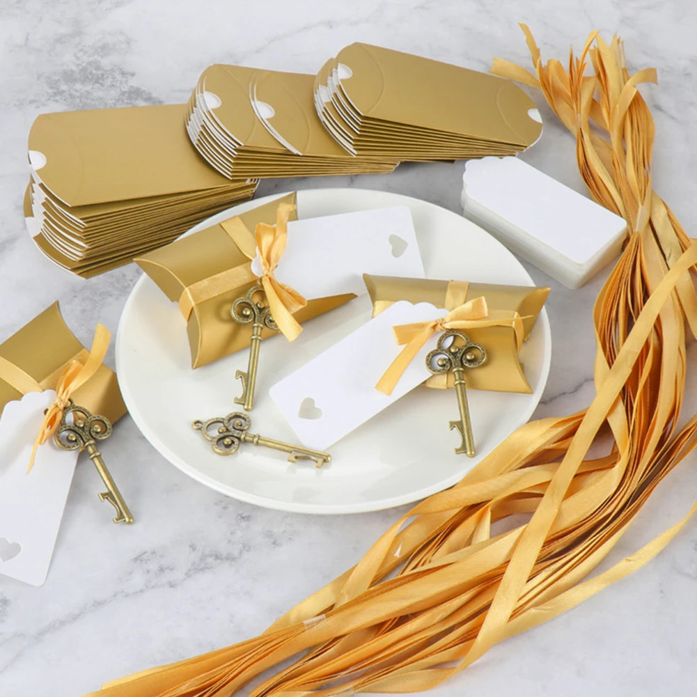 

50 шт. в форме подушки на день рождения простой в использовании подарок чехол с лентой для вечевечерние Выпускной ключ открывалка для бутыло...